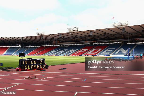 General view of Hampden Park, venue for the track and field athletics ahead of the Commonwealth Games on July 23, 2014 in Glasgow, Scotland.