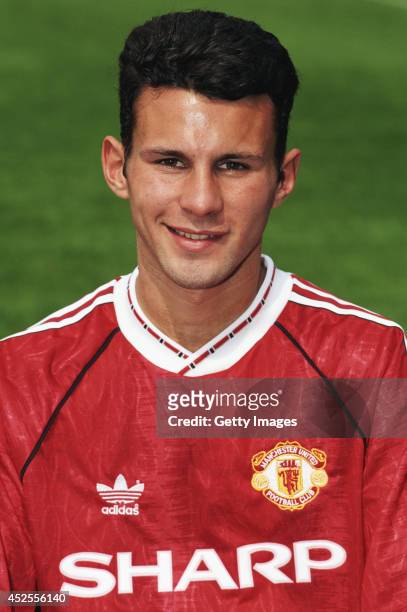 Manchester United player Ryan Giggs pictured at a pre season photocall at Old Trafford on August 14, 1991 in Manchester, England.