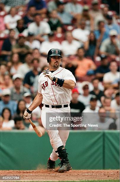 Trot Nixon of the Boston Red Sox bats against the New York Yankees during the game at Fenway Park on September 8, 2000 in Boston, Massachusetts.