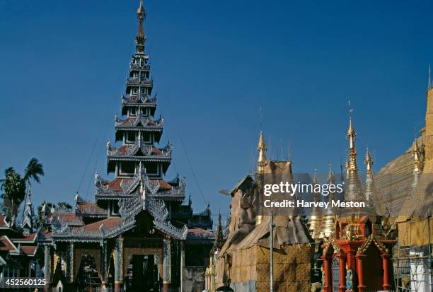 Part of the Shwedagon Pagoda complex in Yangon, Burma, February 1972.