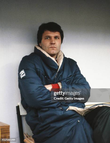 Swansea City manager John Toshack looks on during an FA Cup 3rd Round match between Swansea City and Liverpool at the Vetch Field on January 2, 1982...