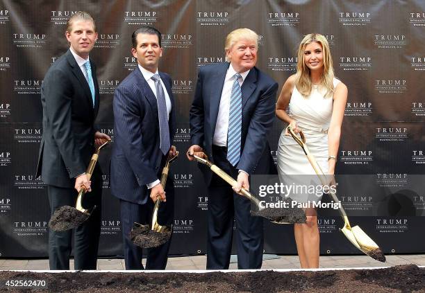 Trump family members Eric Trump, Donald Trump Jr., Donald Trump and Ivanka Trump break ground at the Trump International Hotel Washington, D.C...