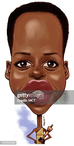 Dpi Chris Ware caricature of actress Lupita Nyong'o.