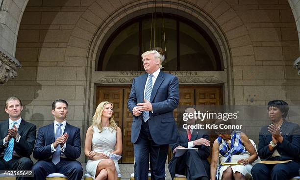 Donald Trump speaks during the Trump International Hotel Washington, D.C Groundbreaking Ceremony at Old Post Office on July 23, 2014 in Washington,...