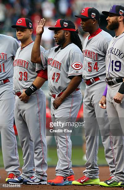 National League All-Star Johnny Cueto of the Cincinnati Reds during the 85th MLB All-Star Game at Target Field on July 15, 2014 in Minneapolis,...