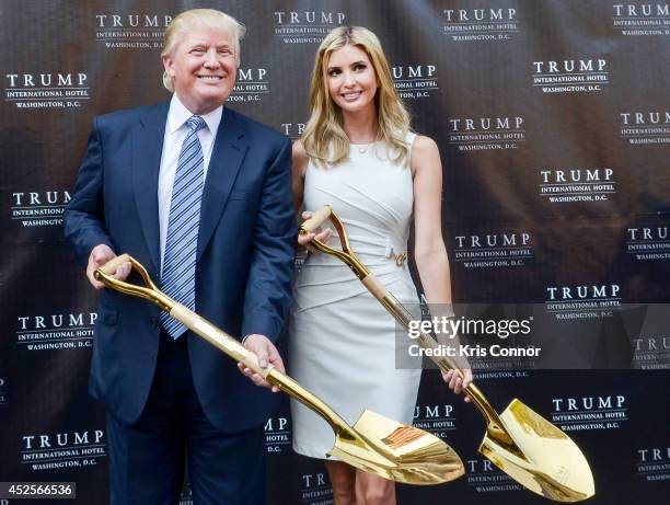 Ivanka Trump and Donald Trump attend the Trump International Hotel Washington, D.C Groundbreaking Ceremony at Old Post Office on July 23, 2014 in...