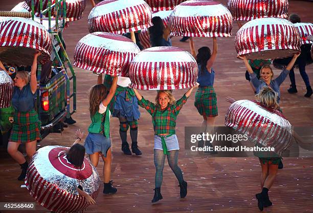 Dancers perform during the Opening Ceremony for the Glasgow 2014 Commonwealth Games at Celtic Park on July 23, 2014 in Glasgow, Scotland.