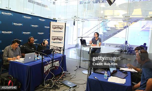 Tom Drummond, Chris Doleman, Scott Engel, Bruce Murray, Will Murray and John Hansen attend the fifth annual SiriusXM Celebrity Fantasy Football Draft...