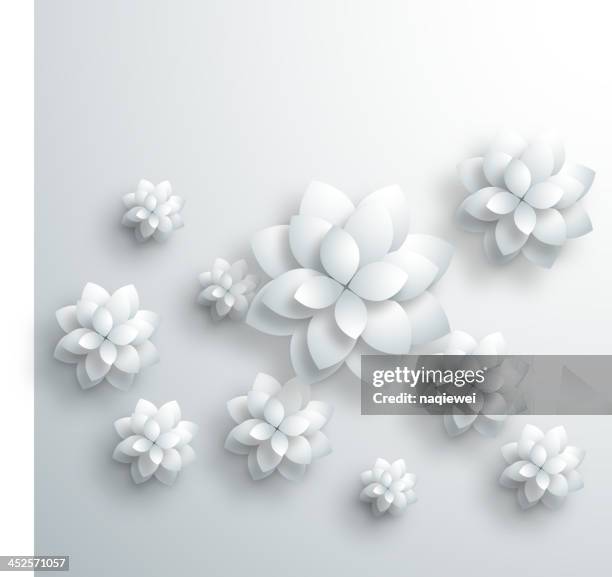 stockillustraties, clipart, cartoons en iconen met gray 3d floral pattern background - bloemblaadje