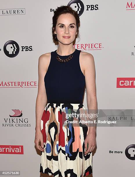 Actress Michelle Dockery attends the 2014 Summer TCA Tour "Downton Abbey" Season 5 photocall at The Beverly Hilton Hotel on July 22, 2014 in Beverly...