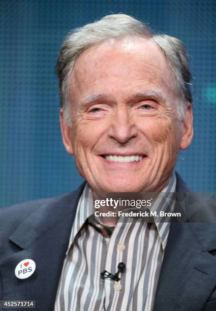 Dick Cavett speaks onstage during the 'Dick Cavett's Watergate '' panel during the PBS Networks portion of the 2014 Summer Television Critics...