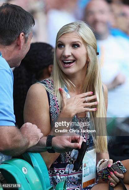 Former swimmer Rebecca Adlington attends the Opening Ceremony for the Glasgow 2014 Commonwealth Games at Celtic Park on July 23, 2014 in Glasgow,...