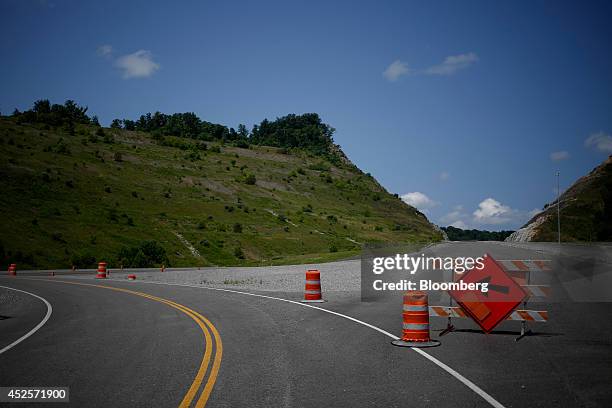 New segment of U.S. Highway 460, part of the Appalachian Development Highway System, is pictured under construction near the Virginia border in...