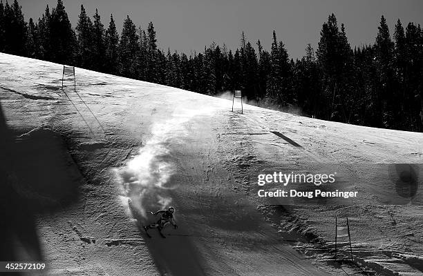 Racer descends the course on the first day of ladies downhill training on Raptor at the Audi FIS Alpine Ski World Cup on November 26, 2013 in Beaver...