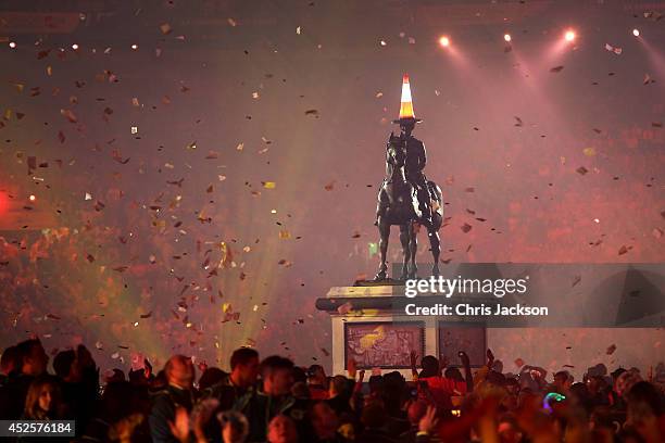 Replica of the Duke of Wellington Statue is seen during the Opening Ceremony for the Glasgow 2014 Commonwealth Games at Celtic Park on July 23, 2014...