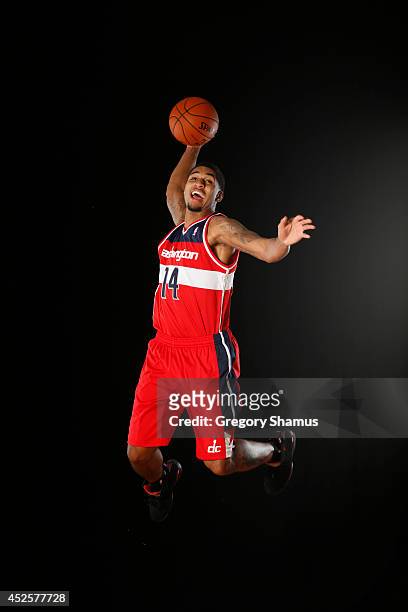 Glen Rice Jr. #14 of the Washington Wizards poses for a portrait during the 2013 NBA rookie photo shoot on August 6, 2013 at the Madison Square...