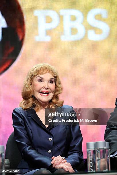 Kathryn Crosby speaks onstage during the AMERICAN MASTERS "Bing Crosby Rediscovered" panel during the PBS Networks portion of the 2014 Summer...