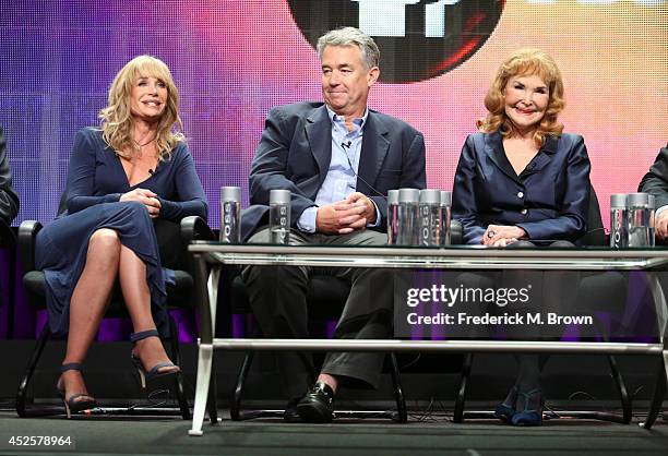 Nathaniel Crosby, Kathryn Crosby, and Harry Crosby speak onstage during the AMERICAN MASTERS "Bing Crosby Rediscovered" panel during the PBS Networks...