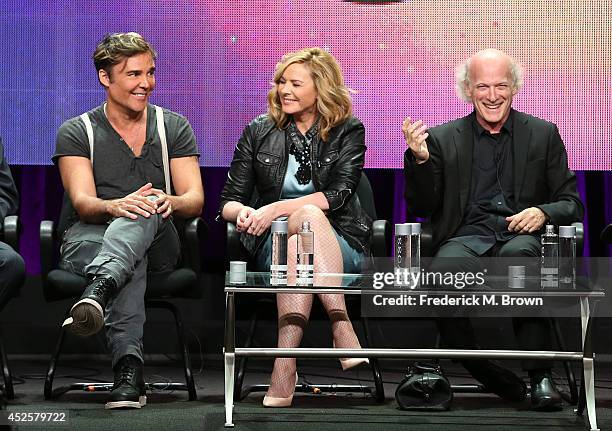 Artist David LaChapelle, actress Kim Cattrall, and filmmaker/photographer Timothy Greenfield-Sanders speak onstage during the AMERICAN MASTERS "The...