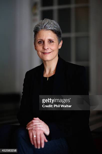 Internet Party Leader Laila Harre poses during a portrait session at the St Kevins Arcade on July 24, 2014 in Auckland, New Zealand. New Zealanders...