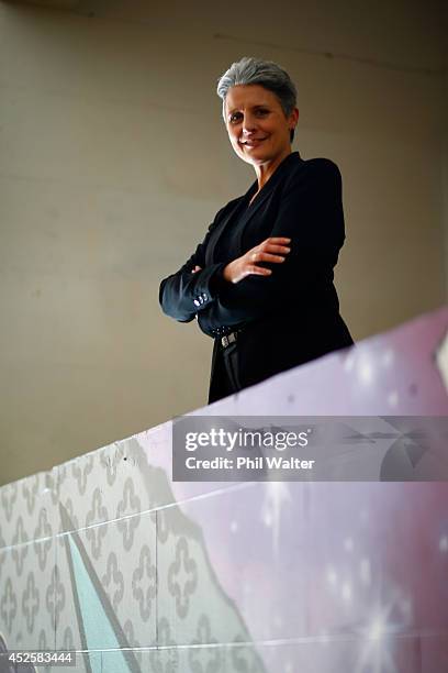 Internet Party Leader Laila Harre poses during a portrait session at the St Kevins Arcade on July 24, 2014 in Auckland, New Zealand. New Zealanders...