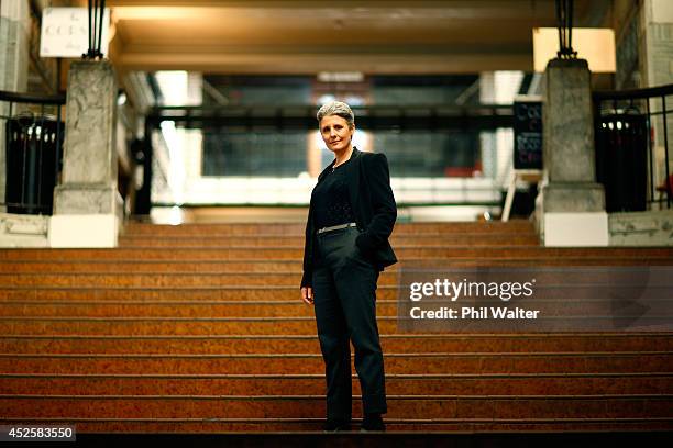 Internet Party Leader Laila Harre poses during a portrait session at the St Kevins Arcade on July 24, 2014 in Auckland, New Zealand. New Zealanders...