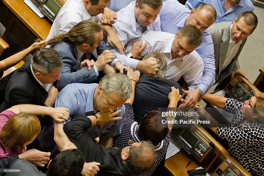 Ukrainian parliamentary deputies from right-wing "Svoboda"...