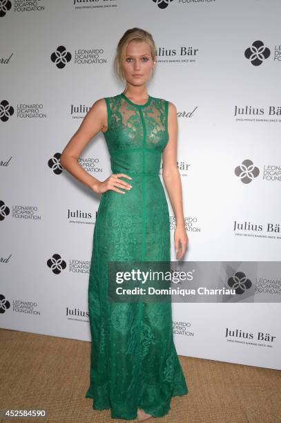 Toni Garrn attends the Leonardo Dicaprio Gala at Domaine Bertaud Belieu on July 23, 2014 in Saint-Tropez, France.