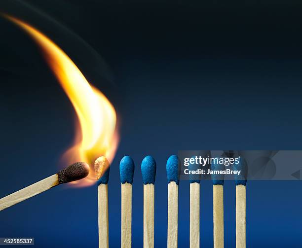 the passion of one ignites new ideas, emotions, change - matchstick stock pictures, royalty-free photos & images