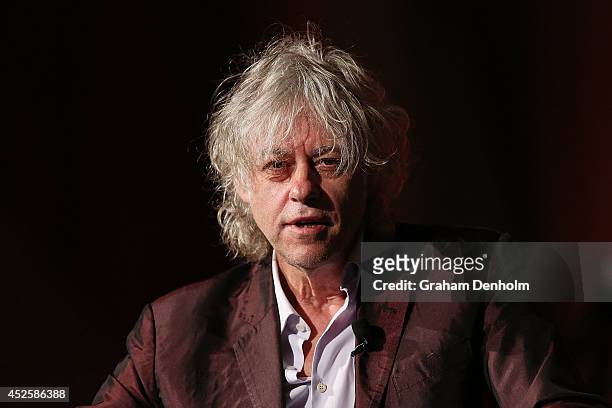 Sir Bob Geldof addresses the 20th International AIDS Conference at The Melbourne Convention and Exhibition Centre on July 24, 2014 in Melbourne,...