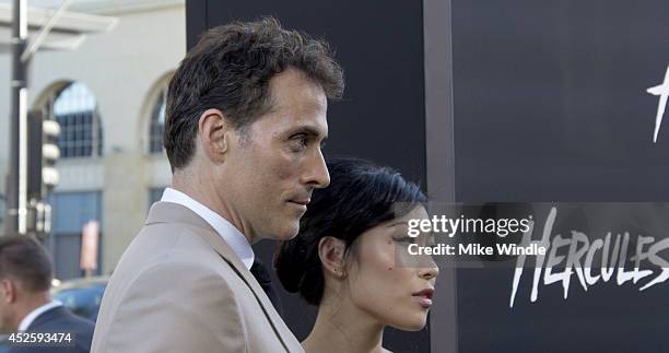 Actor Rufus Sewell and guest attend the Los Angeles premiere of Hercules at TCL Chinese Theatre on July 23, 2014 in Hollywood, California.