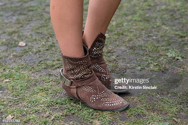 Presenter and Model Danni Menzies wearing Jeffrey Campbell boots at Lovebox 2014 on July 19, 2014 in London, England.