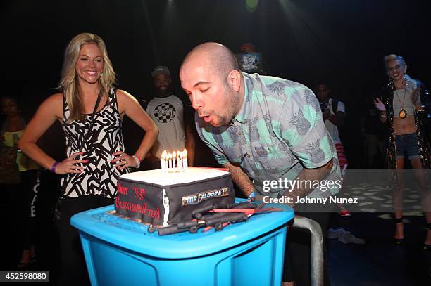 Alexa Rosenberg and radio personality Peter Rosenberg celebrate Peter Rosenberg's birthday at PeterPalooza 3 at Best Buy Theater on July 23 in New...