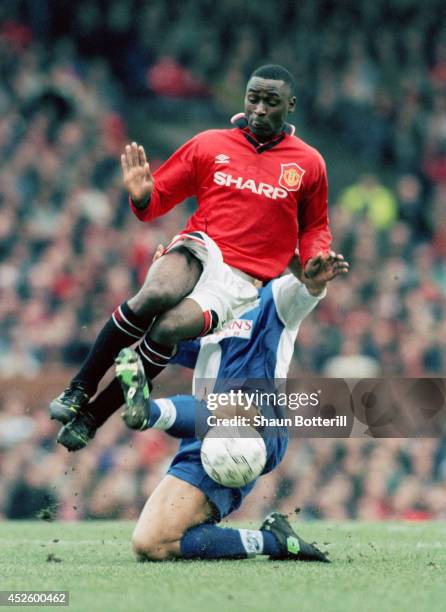 Manchester United forward Andy Cole in action during the Premier League match between Manchester United and Blackburn Rovers at Old Trafford on...