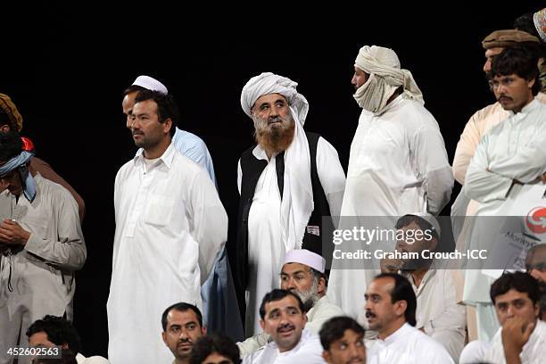 Afghan supporters on the hill at the Zayed Cricket Stadium ahead of the Ireland v Afghanistan Final at the ICC World Twenty20 Qualifiers at the Zayed...