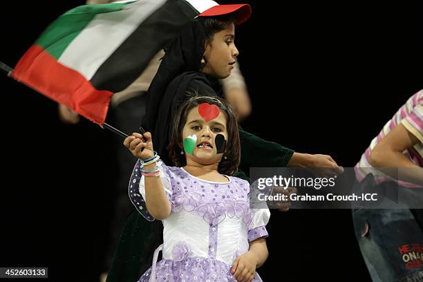 Afghan supporters on the hill at the Zayed Cricket Stadium ahead of the Ireland v Afghanistan Final at the ICC World Twenty20 Qualifiers at the Zayed...