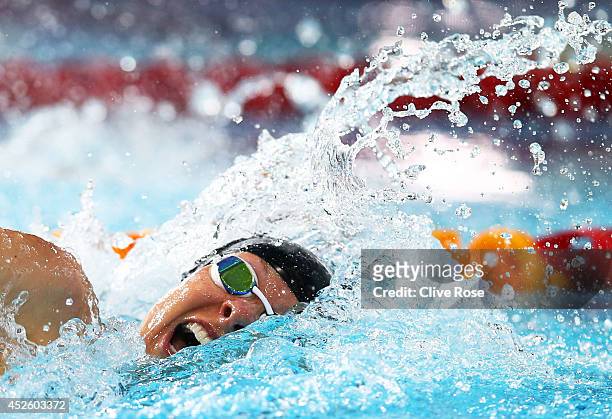 Lauren Boyle of New Zealand competes in the Women's 200m Freestyle Heat 3 at Tollcross International Swimming Centre during day one of the Glasgow...