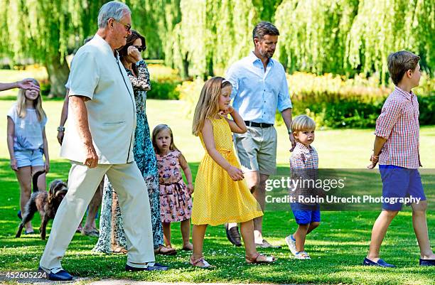 Prince Henrik and family attend the annual summer photo call for the Royal Danish family at Grasten Castle on July 24, 2014 in Grasten, Denmark.