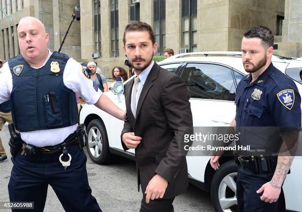 Actor Shia LaBeouf is seen arriving at the court house on July 24, 2014 in New York City.