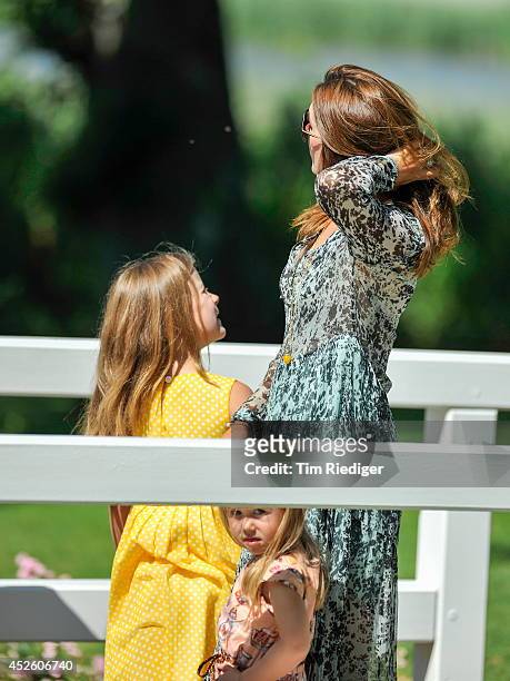 Princess Isabella, Princess Josephine and Crownprincess Mary attend the annual summer photo call for the Royal Danish family at Grasten Castle on...