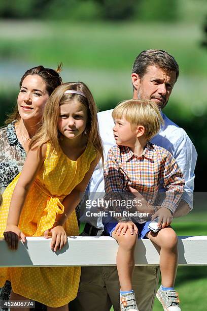 Crownprincess Mary, Princess Isabella, Prince Vincent and Crownprince Frederik attend the annual summer photo call for the Royal Danish family at...