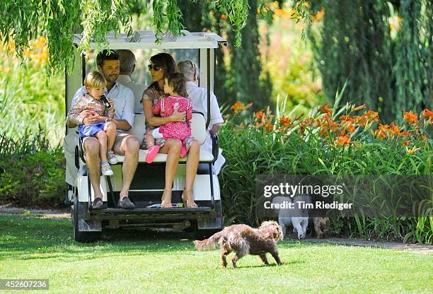 Prince Vincent, Crownprince Frederik, Princess Athena and Princess Marie attend the annual summer photo call for the Royal Danish family at Grasten...