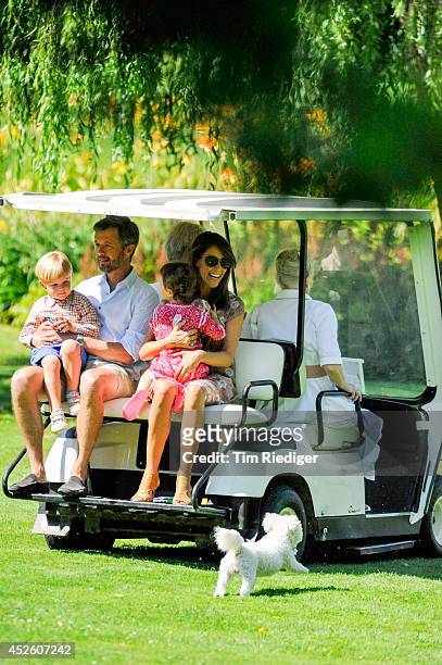 Prince Vincent, Crownprince Frederik, Princess Athena and Princess Marie attend the annual summer photo call for the Royal Danish family at Grasten...