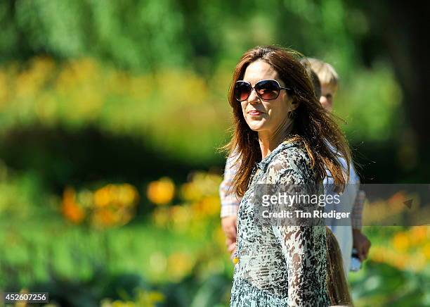 Crownprincess Mary attends the annual summer photo call for the Royal Danish family at Grasten Castle on July 24, 2014 in Grasten, Denmark.