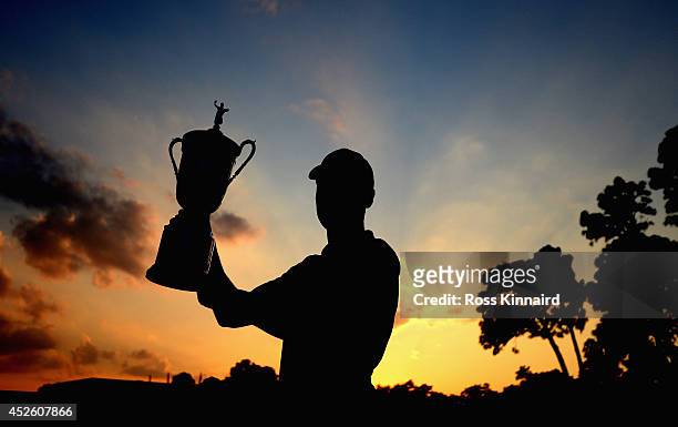 Martin Kaymer of Germany with the winners trophy after the final found of the US Open at the Pinehurst resort on the Pinehurst number 2 course on...