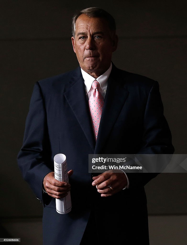 John Boehner Holds Media Briefing At The Capitol