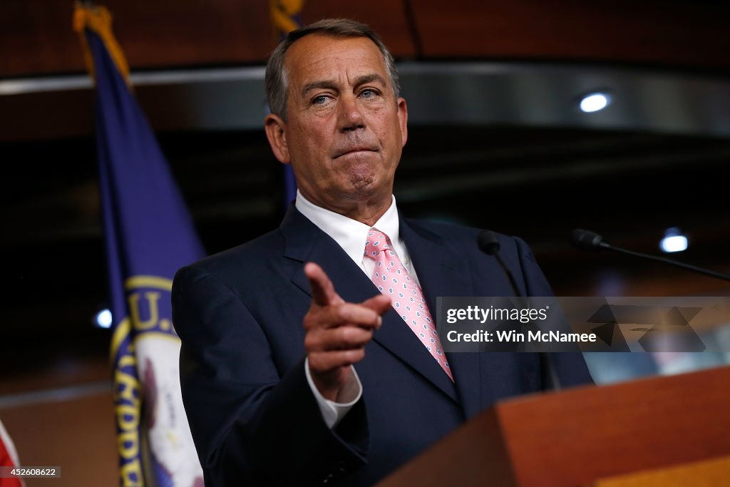 John Boehner Holds Media Briefing At The Capitol