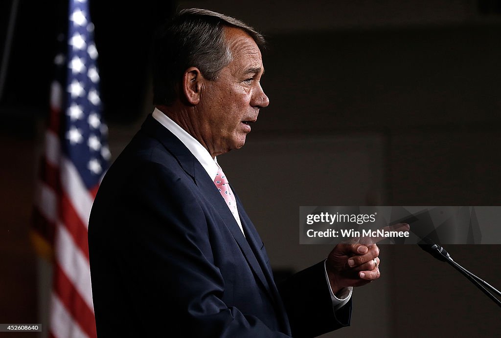 John Boehner Holds Media Briefing At The Capitol