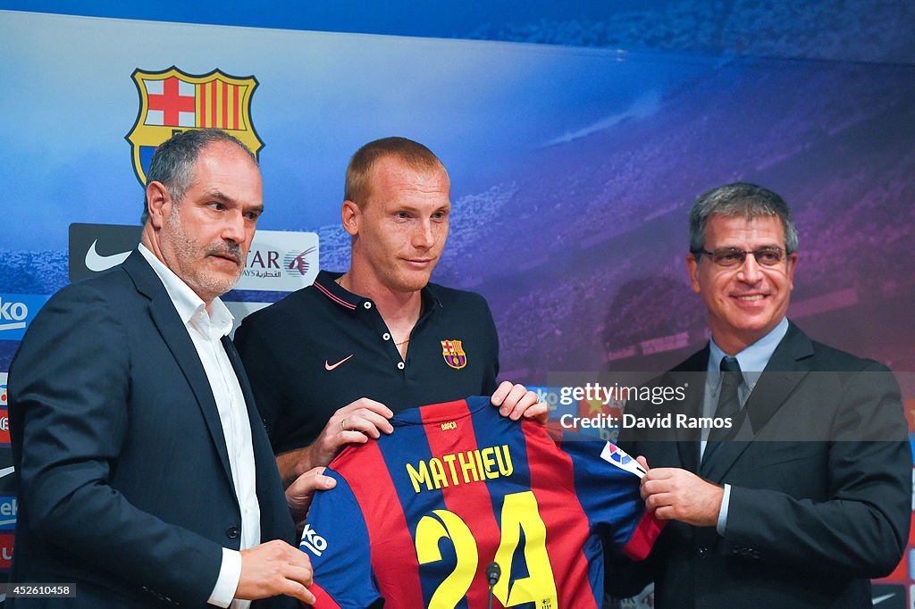 FC Barcelona Unveil New Signing Jeremy Mathieu