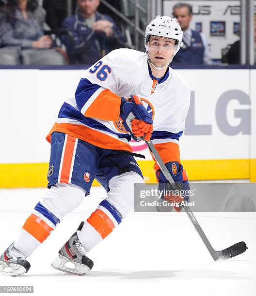 Pierre-Marc Bouchard of the New York Islanders skates during NHL game action against the Toronto Maple Leafs November 19, 2013 at the Air Canada...